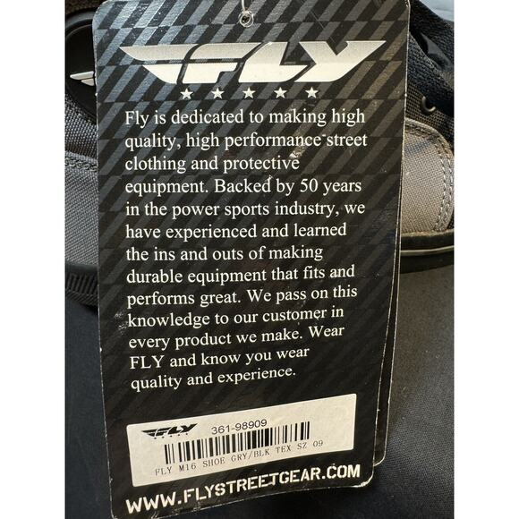 Fly Racing M16 Textile Protective Street Riding Shoe Sneaker Mens Size 9 NWT - Picture 11 of 15